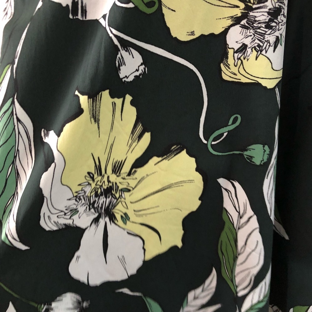 Classiques Entier Green Silk Blend Floral Dress Spring - Picture 3 of 4